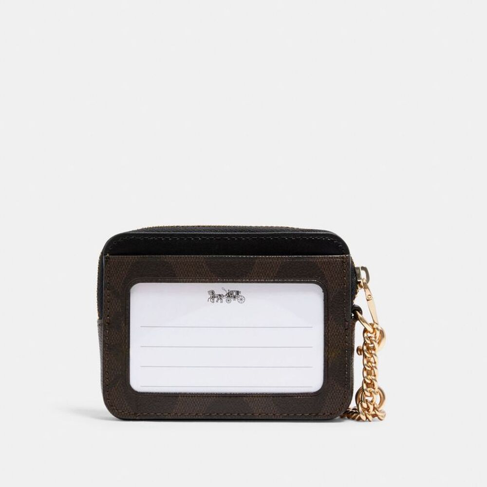 NWT Coach Outlet Zip Card Case In Signature Canvas - Picture 2 of 3
